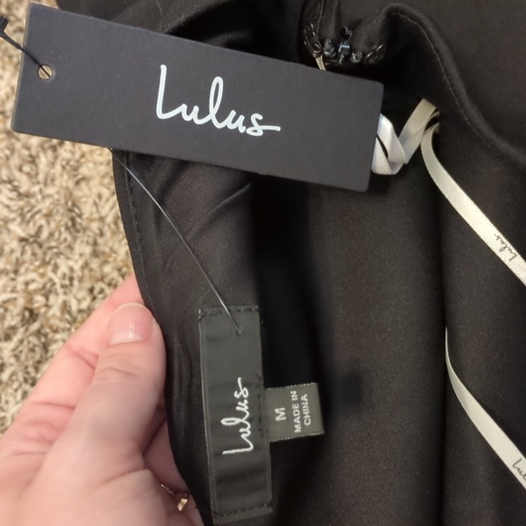 Lulu's Modern Desires classic black high waisted midi skirt thigh high slit - Picture 10 of 13